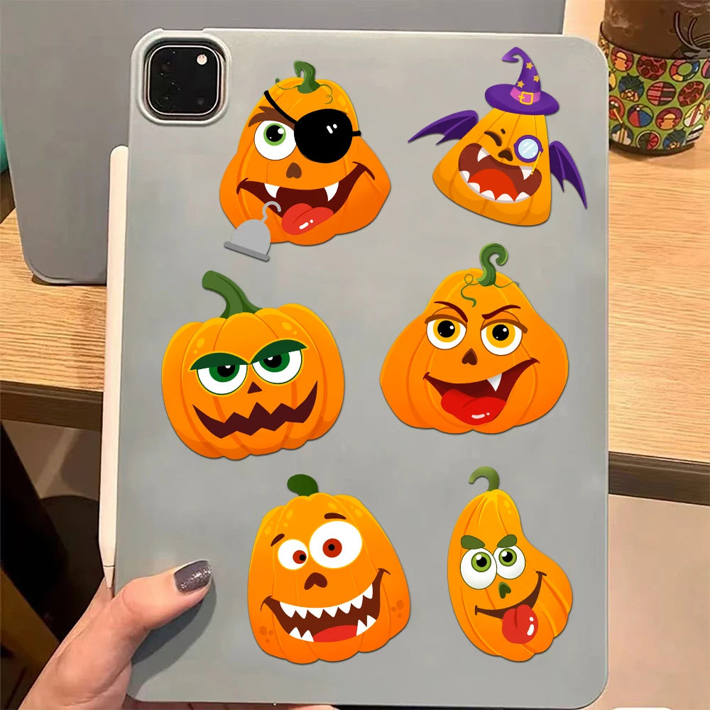8PCS Halloween Fun and Funny Pumpkin Head Creative Collage DIY Manual for Phone Cases, Tablets, Water Cups, Decorative Stickers