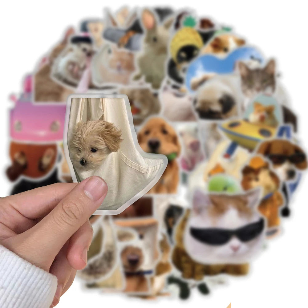 50PCS Transparent Fun Pattern Stickers for Pets Sticker Nostalgia Modern Coffee Bicycle PVC Skateboard Art Picture Stickers ﻿
