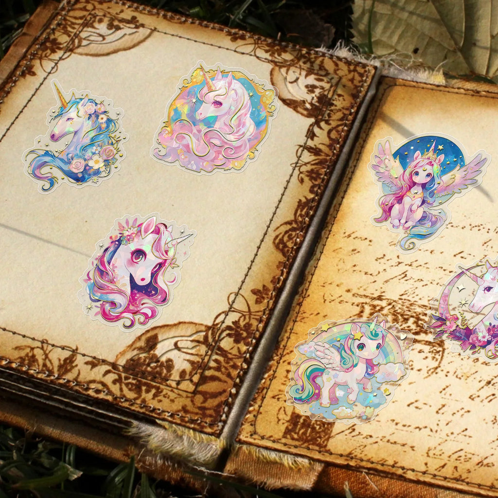 30Pcs Cartoon Dream Series Pet Stickers, 3D Laser Transparent DIY Decor Skateboard Hot Stamping Stickers