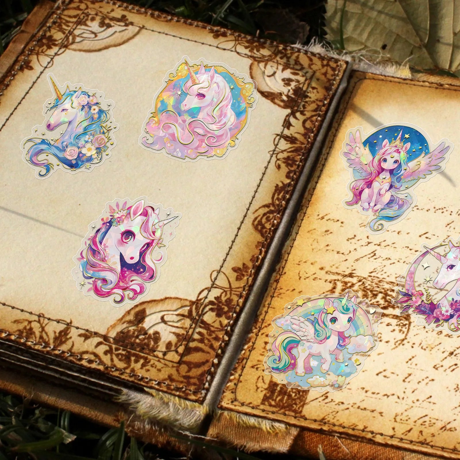 30Pcs Cartoon Dream Series Pet Stickers, 3D Laser Transparent DIY Decor Skateboard Hot Stamping Stickers