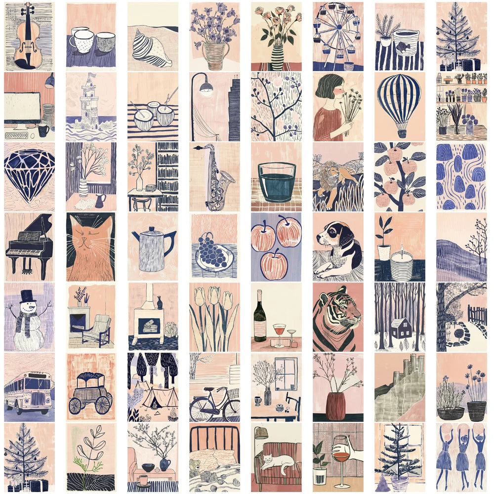 55PCS Abstract Art Stickers Creative Nostalgia Laptop Luggage Skateboard Art Picture Living Room Community Dormitory sticker