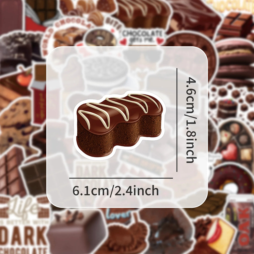 50/100PCS Cartoon Chocolate Handmade Account Stickers Luggage  Refrigerator Sticker Decoration Rewards Stationary Stickers