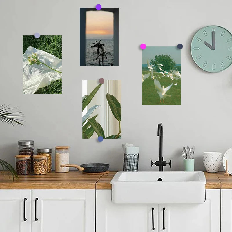 10×15CM 10PCS Green Little Fresh Stickers Painting Card Room Living Room Decor Skateboard Streetwear Coffee Dormitory Sticker