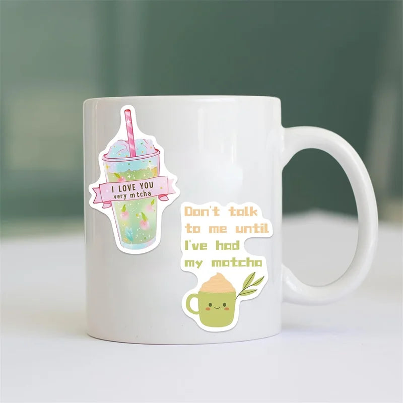 10/30/50PCS Kawaii Matcha Pink Girl PVC Sticky Sticker Aesthetic DIY Decoration Scrapbooking School Supplies for Kids