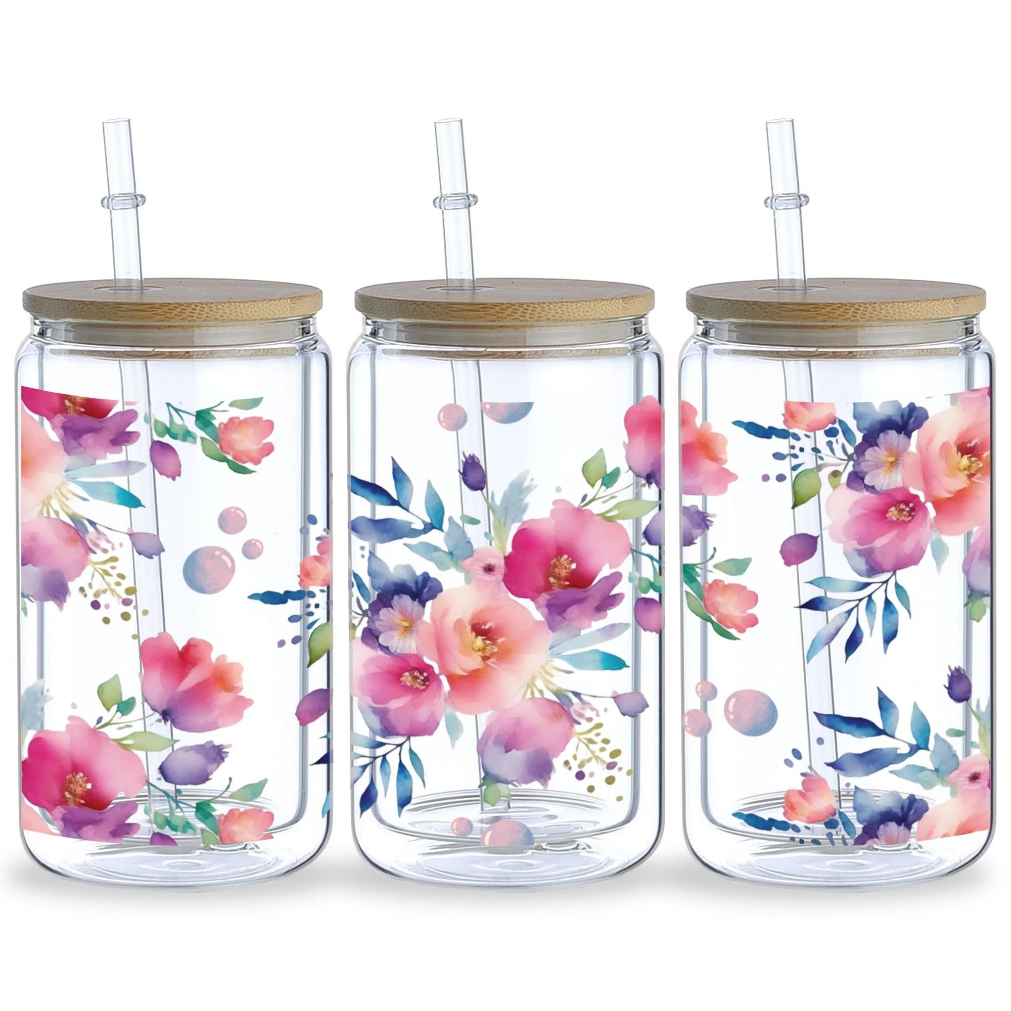 5 Sheets Plant UV DTF Cup Stickers, DTF Friction Transfer Stickers, Waterproof Butterfly Transfer Stickers for 16oz Glass Cups