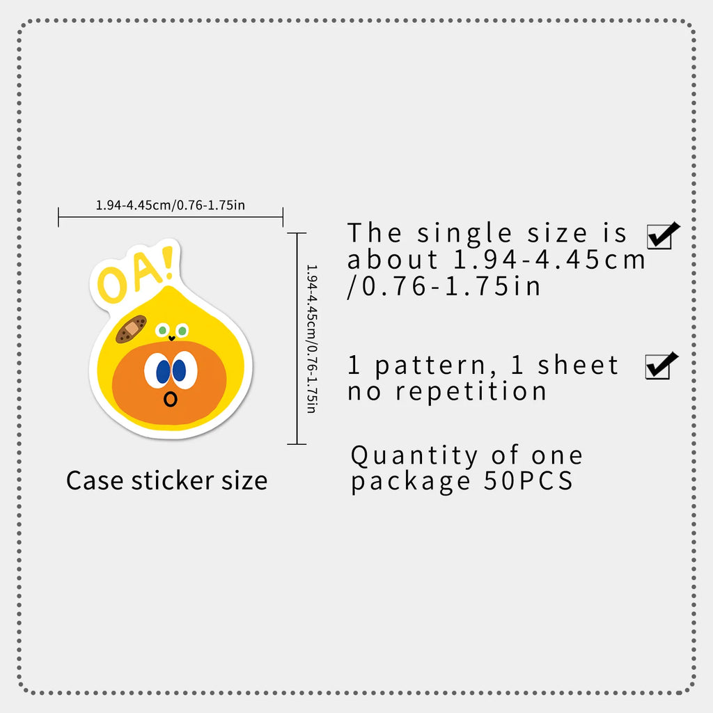 50-Pack Cartoon Carrot DIY Graffiti Stickers Waterproof Decorations for Students Notebooks Laptops Suitcases Fridge