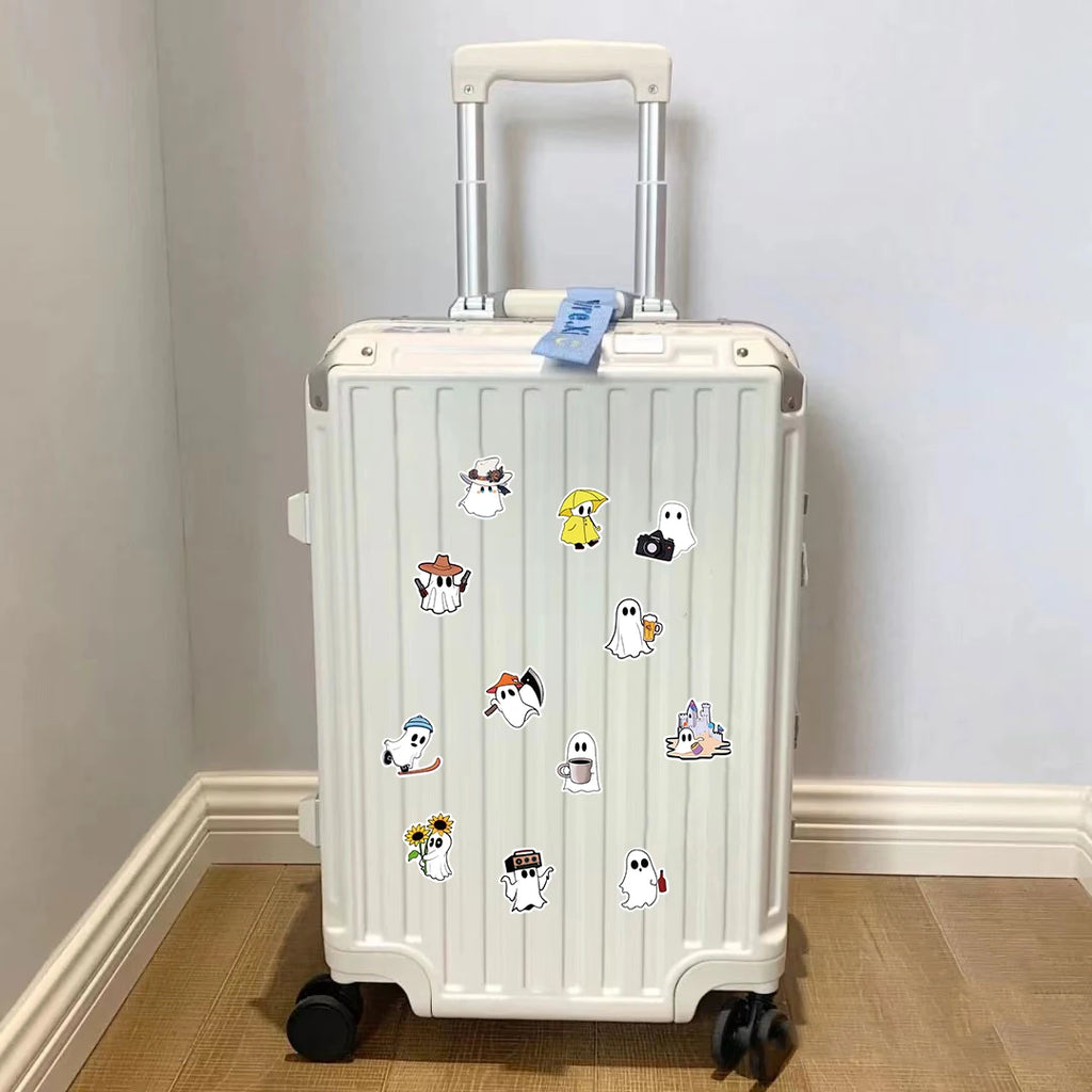 50PCS Little Ghost Stickers Notebook Halloween Fun Cartoon Aesthetic For Laptops Luggage Scrapbooks Bicycle Phone Sticker