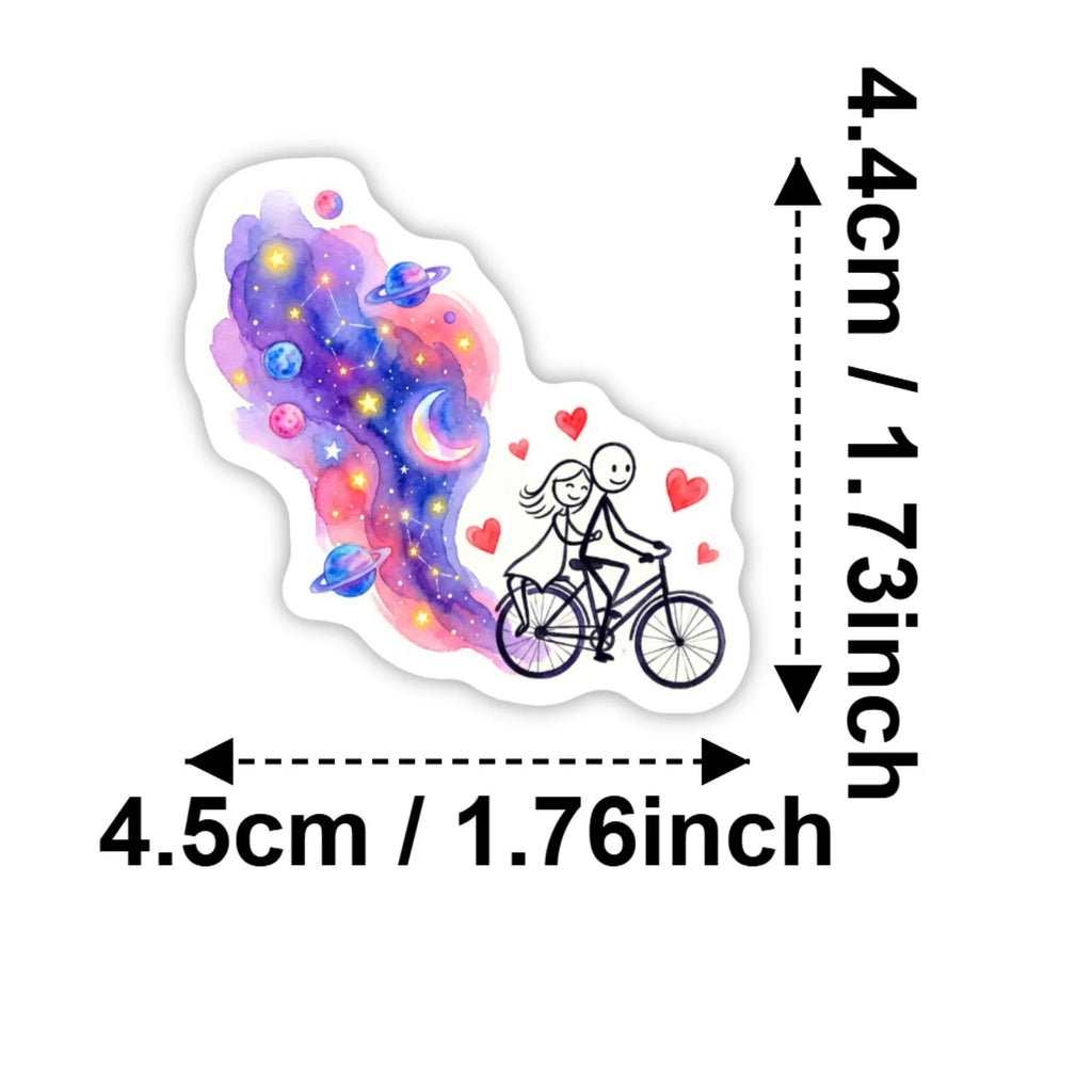 50/100 Pcs Galaxy Watercolor Stick Figure Couple Stickers Dreamy Minimalist Waterproof for Atmosphere Phone Laptop Diary Decals