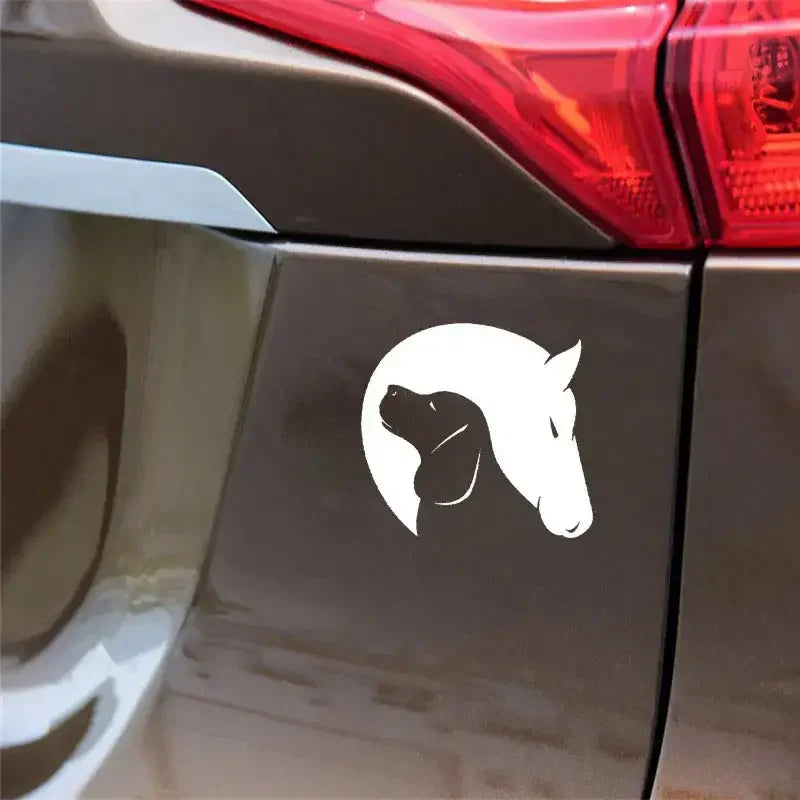 Dog And Horse Friendship Love Animals Decor Car Vinyl Decal Stiker Black