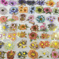 50/100PCS Hot Stamping Elegant Floral Stickers Waterproof Transparent PET Decorative Guitar Stationery Helmet Stickers