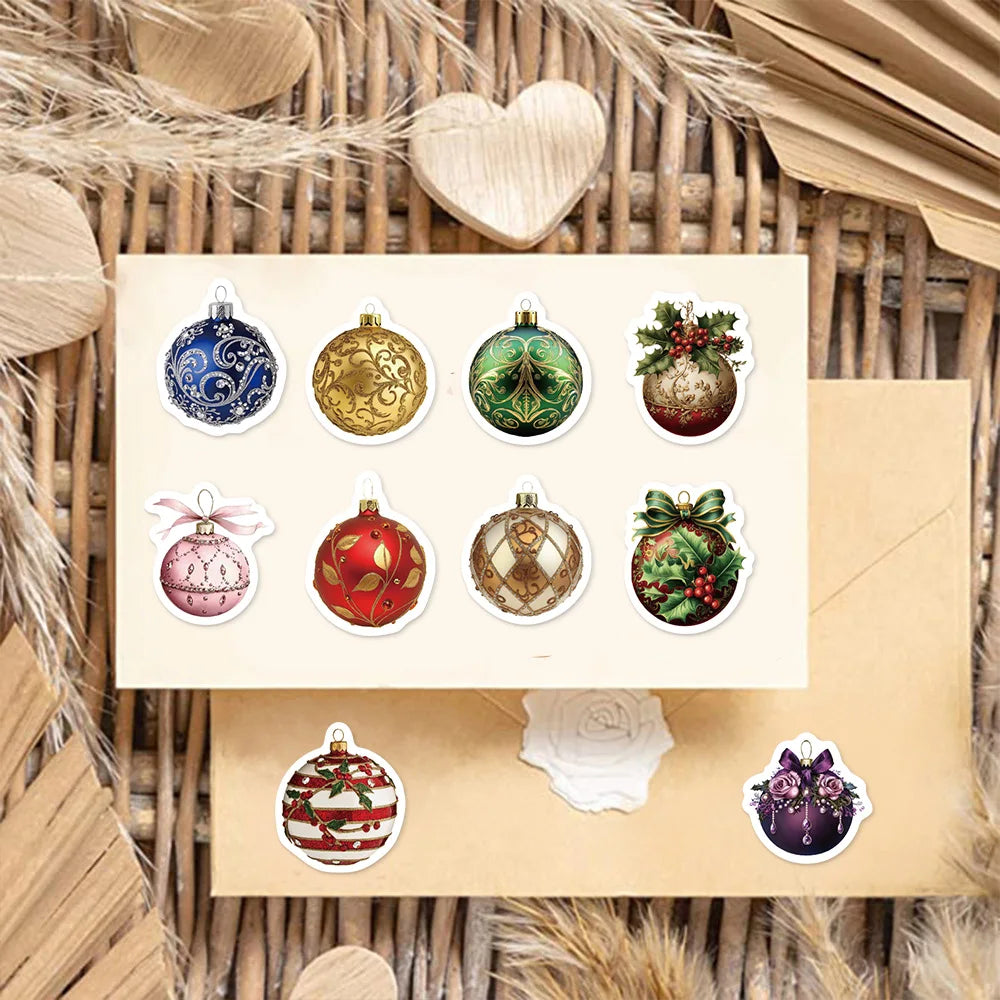 500PCS Cartoon Christmas Ball Decoration Small Pattern Roll DIY Luggage Water Cup Handmade Scrapbook Christmas Reward Stickers