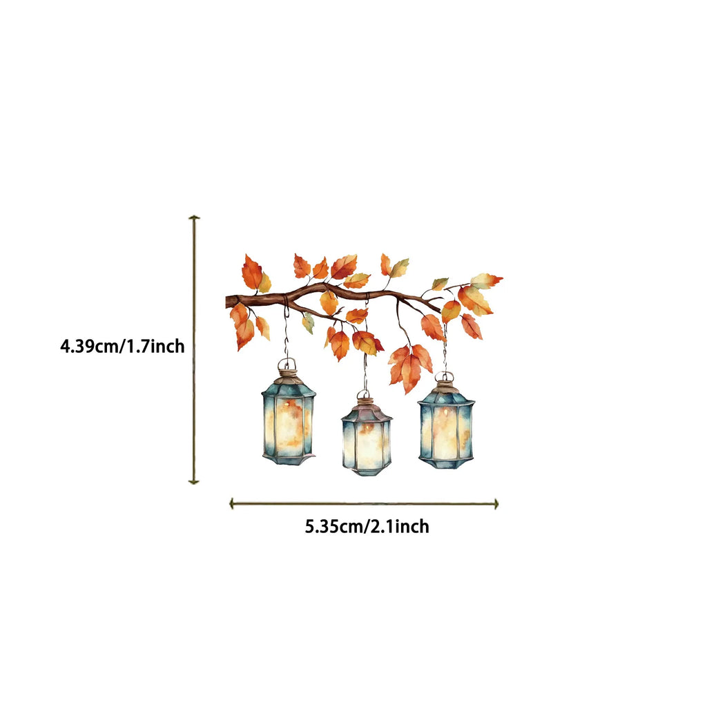 50Pcs Beautiful Lantern PET Transparent Sticker Decoration Mobile Phone Computer Refrigerator Notebook Removable Sticker