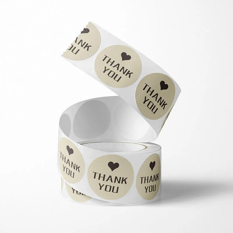 500Pcs Kraft Paper Handmade with Love Thank YOU Stickers DlY Decoration Label Perfect For Adorn Gifts and Baking Sealing
