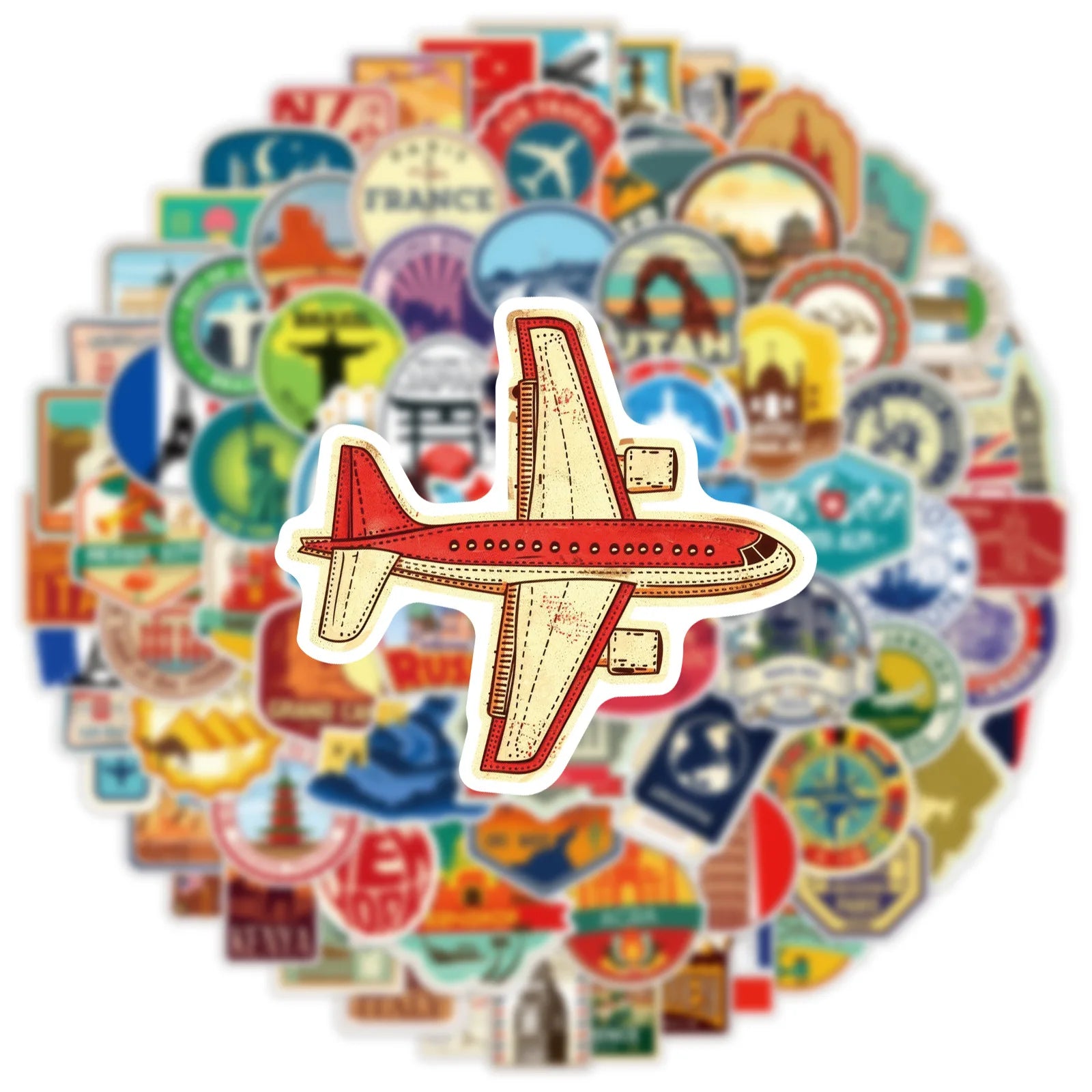 100PCS Travel Graffiti Stickers Car Phone Computer Guitar Decorative Stickers Notebook Waterproof Stationery Stickers