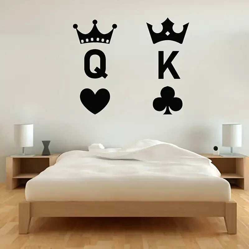 1pc Creative Wall Sticker, Poker King And Queen Pattern Self-Adhesive Wall Stickers, Bedroom Entryway Living Room Porch Home Dec