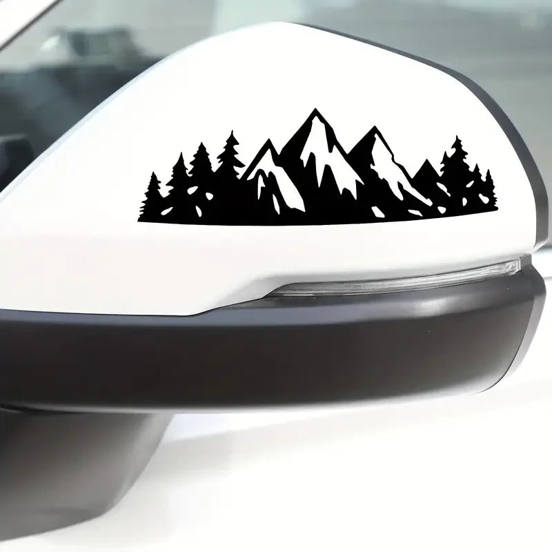 Vibrant Snow Mountain Tree Car Sticker - Waterproof Vinyl Decal for Laptops, Phones, Helmets & More!