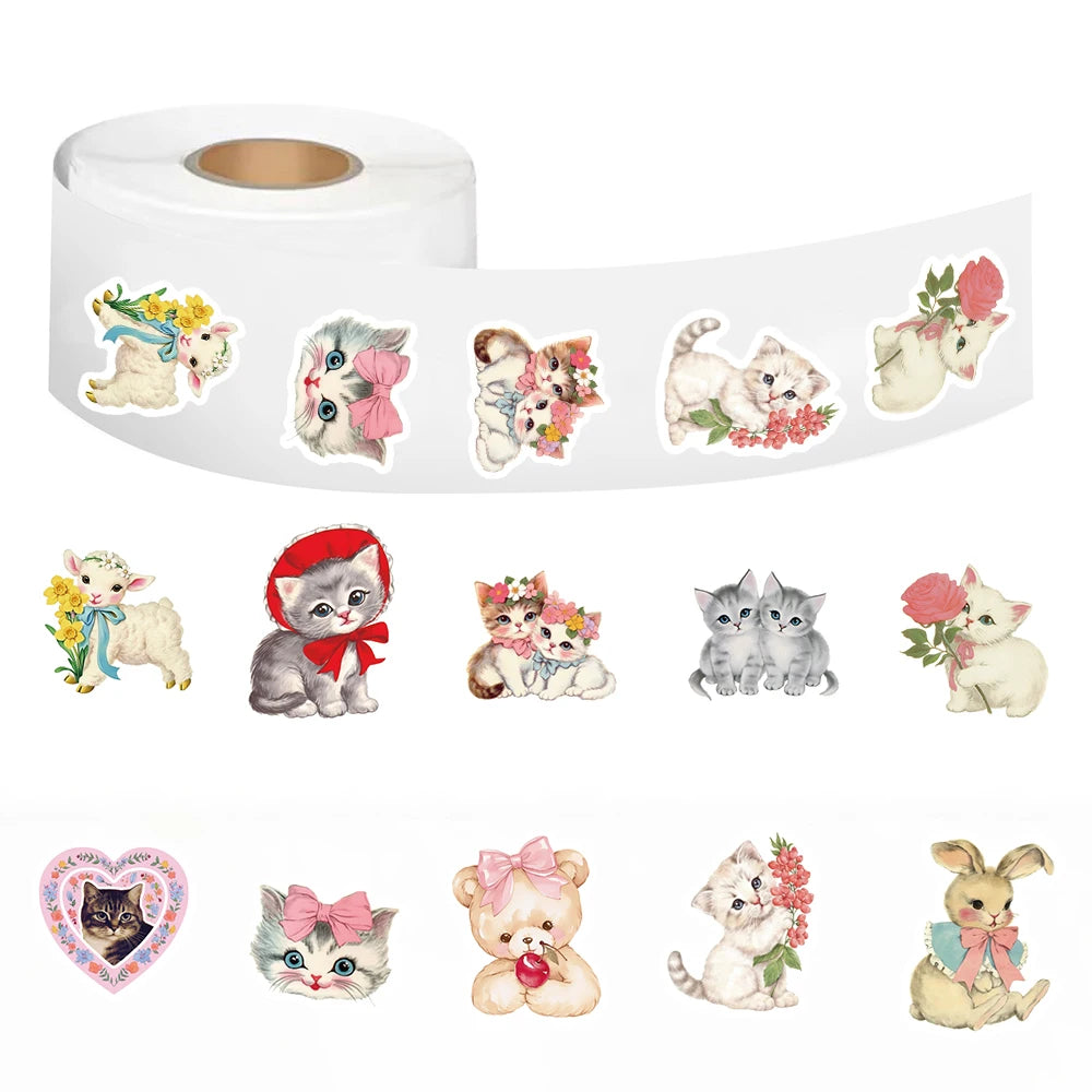 500PCS Vintage Animals Clipart Sticker Aesthetic Loptop Luggage Refrigerator Cartoon Phone Art DIY Graffiti Decals Stickers ﻿