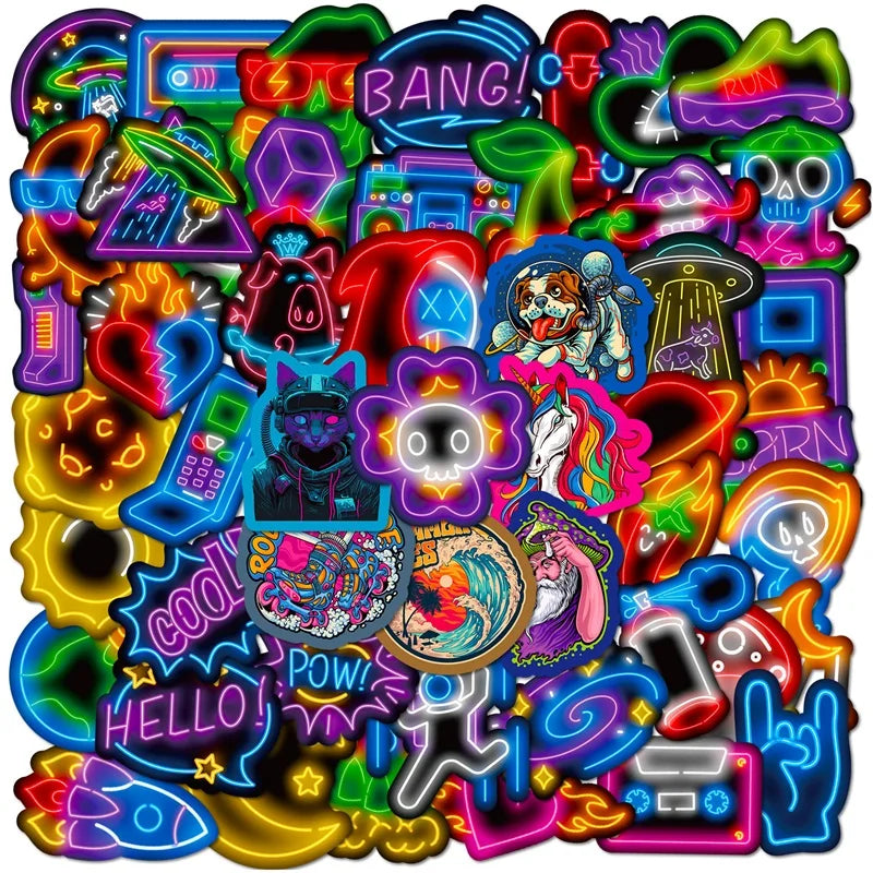 10/30/50PCS Cute Neon Dog PVC Sticky Sticker Aesthetic DIY Korean Stationery Decoration Scrapbooking School Supplies for Kids