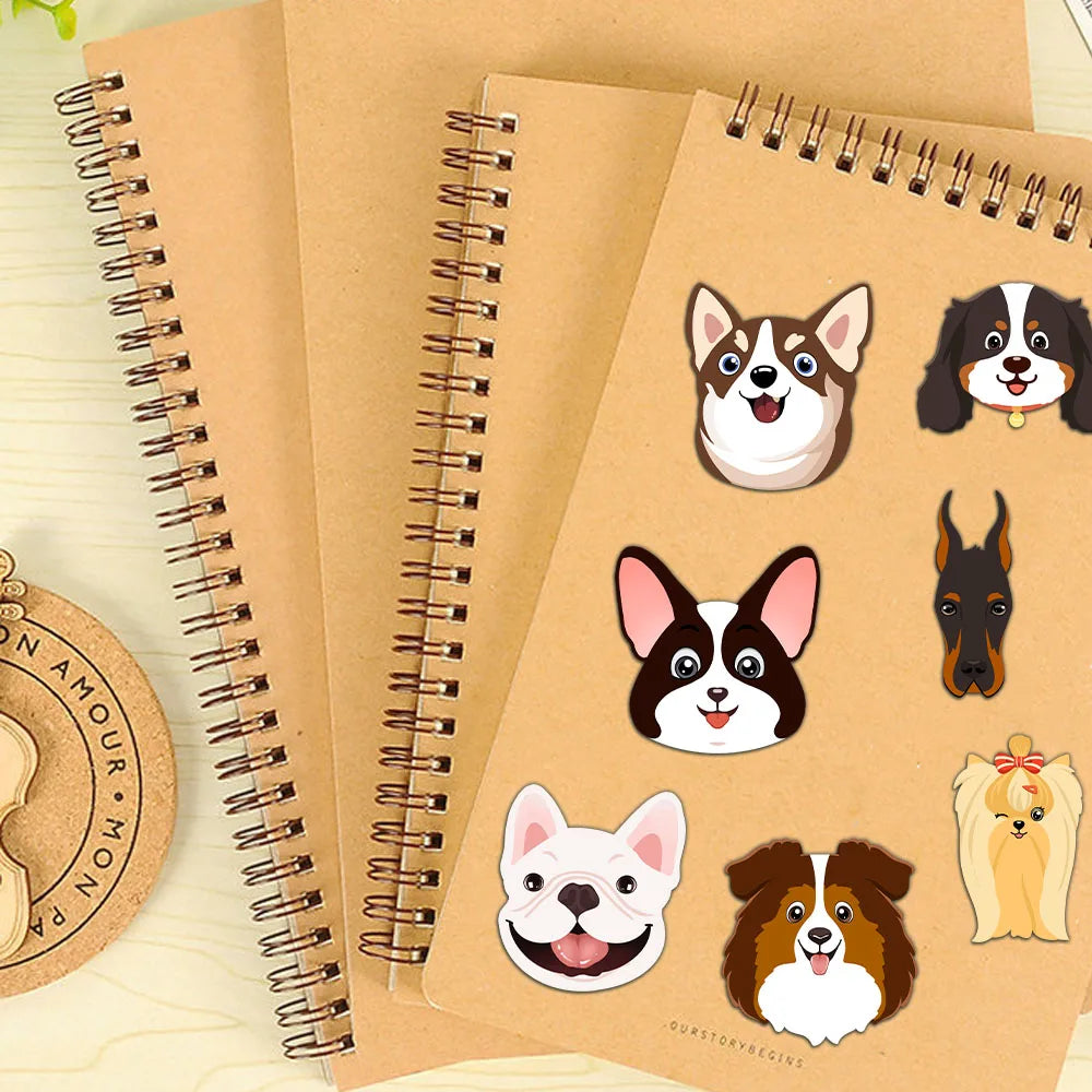 8PCS Dog Cartoon Face Changing Fun Puzzle Stickers DIY Handmade Clip Box Suitable for Tablet Speakers Puzzle Toy Stickers