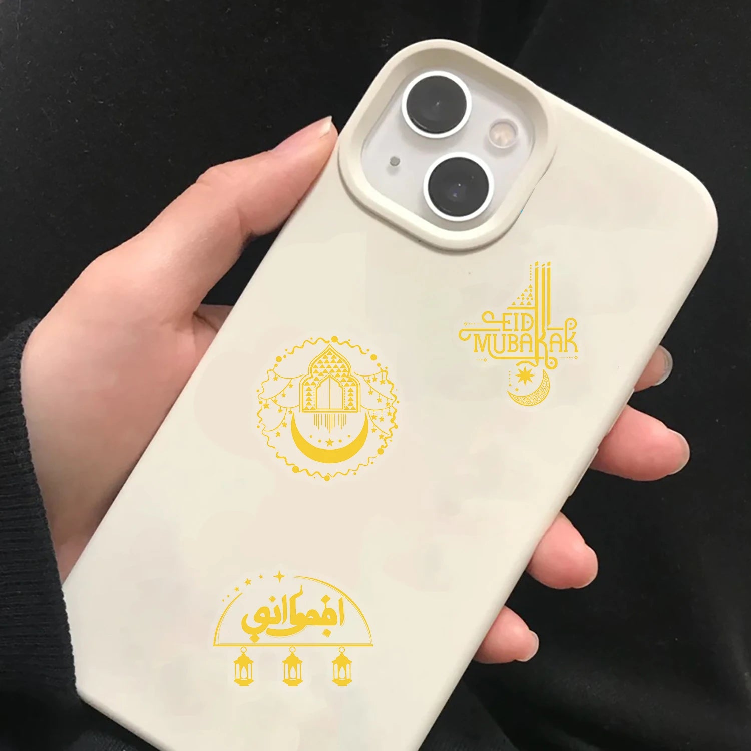 50PCS Eid Mubarak Print Stickers Notebook Gold Stamping Laptop Bicycle Graffiti Luggage Cartoon Suitcase Graffiti Laptop Sticker
