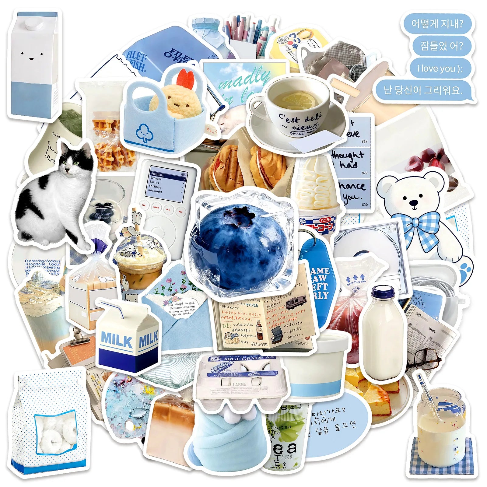 50/100 Pcs Fresh Cream Aesthetic Cartoon Ins Style Stickers for Atmosphere Guitar Piano Fridge Furniture Waterproof Decals