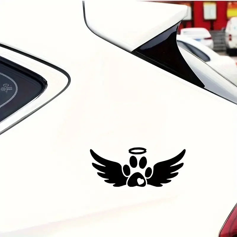 Creative Sticker Angel Wings Dog Footprint Decoration Car Motorcycle Laptop Skateboard Waterproof Sticker