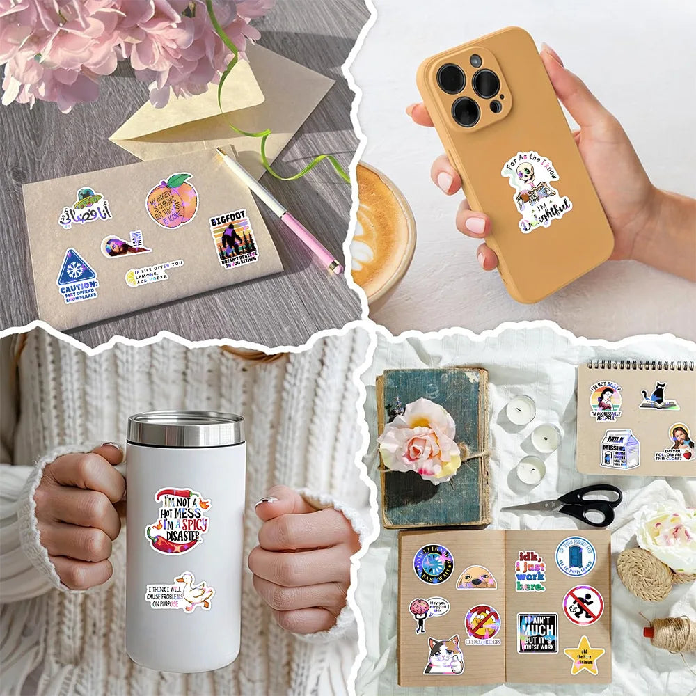 100/200PCS Funny Laser Flash Graffiti Stickers Decoration Laptop Skin Helme Luggage Stationery Notebook Waterproof Stickers