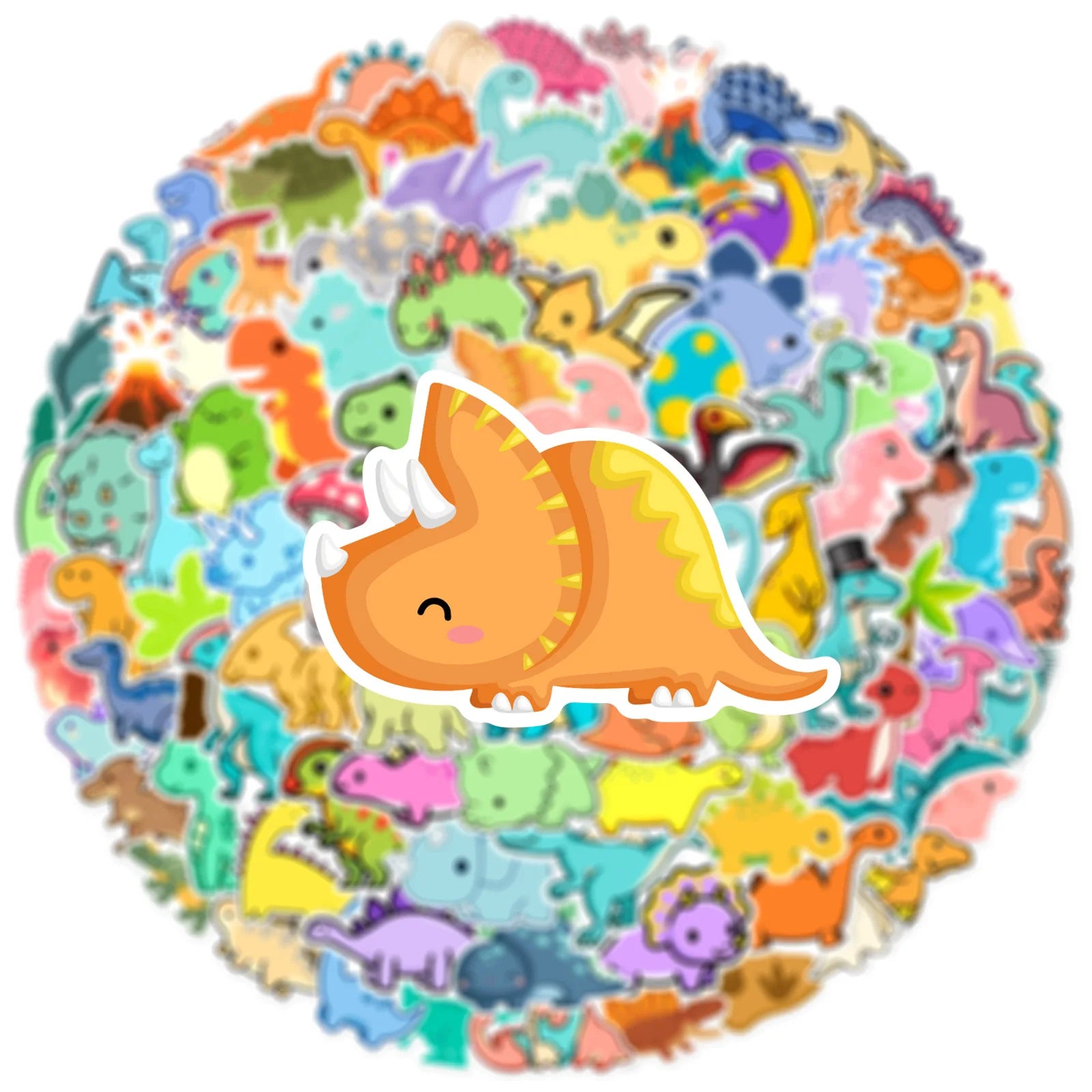 100/200PCS Q Edition Dinosaur Graffiti Stickers Water Cup Creative DIY Skateboard Phone Decoration Stationery Notebook Sticker
