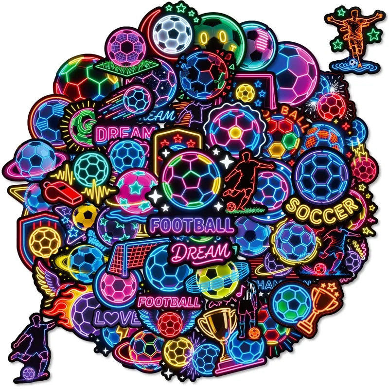 10/30/56PCS Neon Football PVC Sticky Stickers Aesthetic Colored DIY Phone Laptop Luggage Skateboard Graffiti Decals