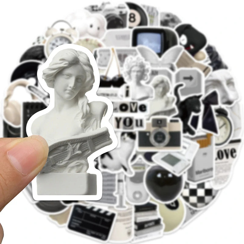 10/30/61PCS Simple Sculpture PVC Graffiti Sticker Sticky Aesthetic Decorative Scrapbook DIY Child Phone Stationery Supply