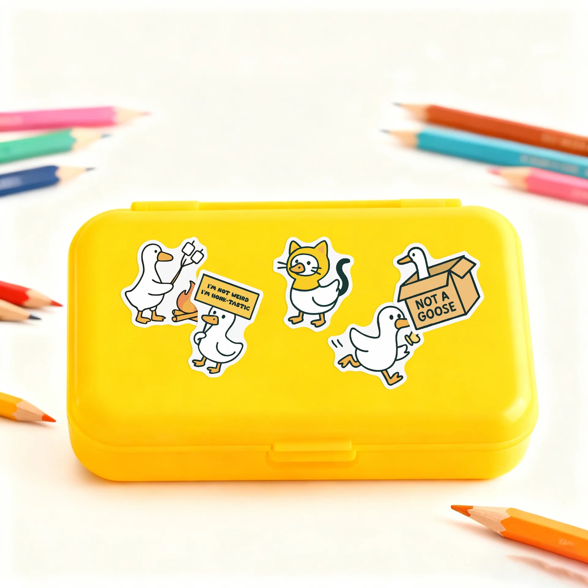 50/100Pcs Cute Silly Goose Doodle Stickers for Cup Phone Stationery Box Helmet Bicycle Waterproof Cartoon Animal Decals
