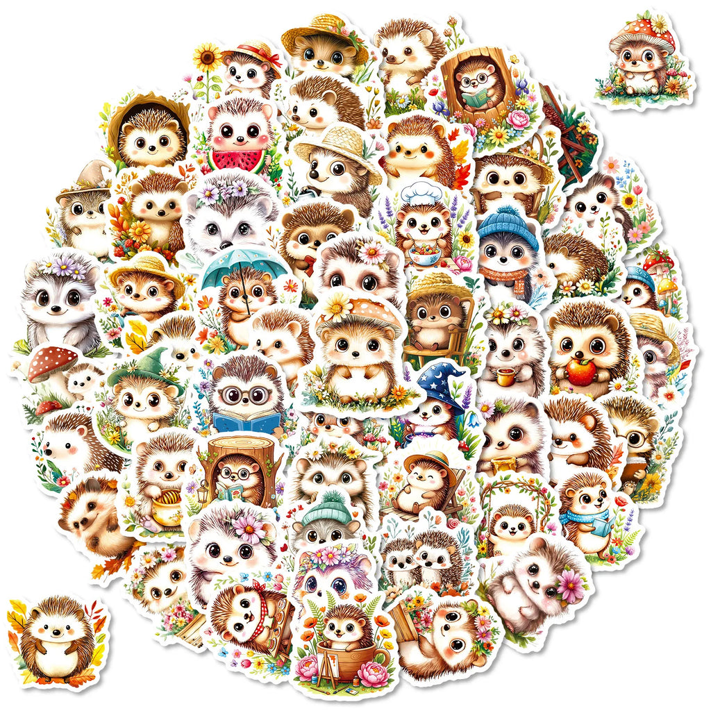 56/112 Pcs Different Poses Animated Style Hedgehog Stickers Reusable for Scrapbook Stationery Box Pen Holder Notebook Phone Deca