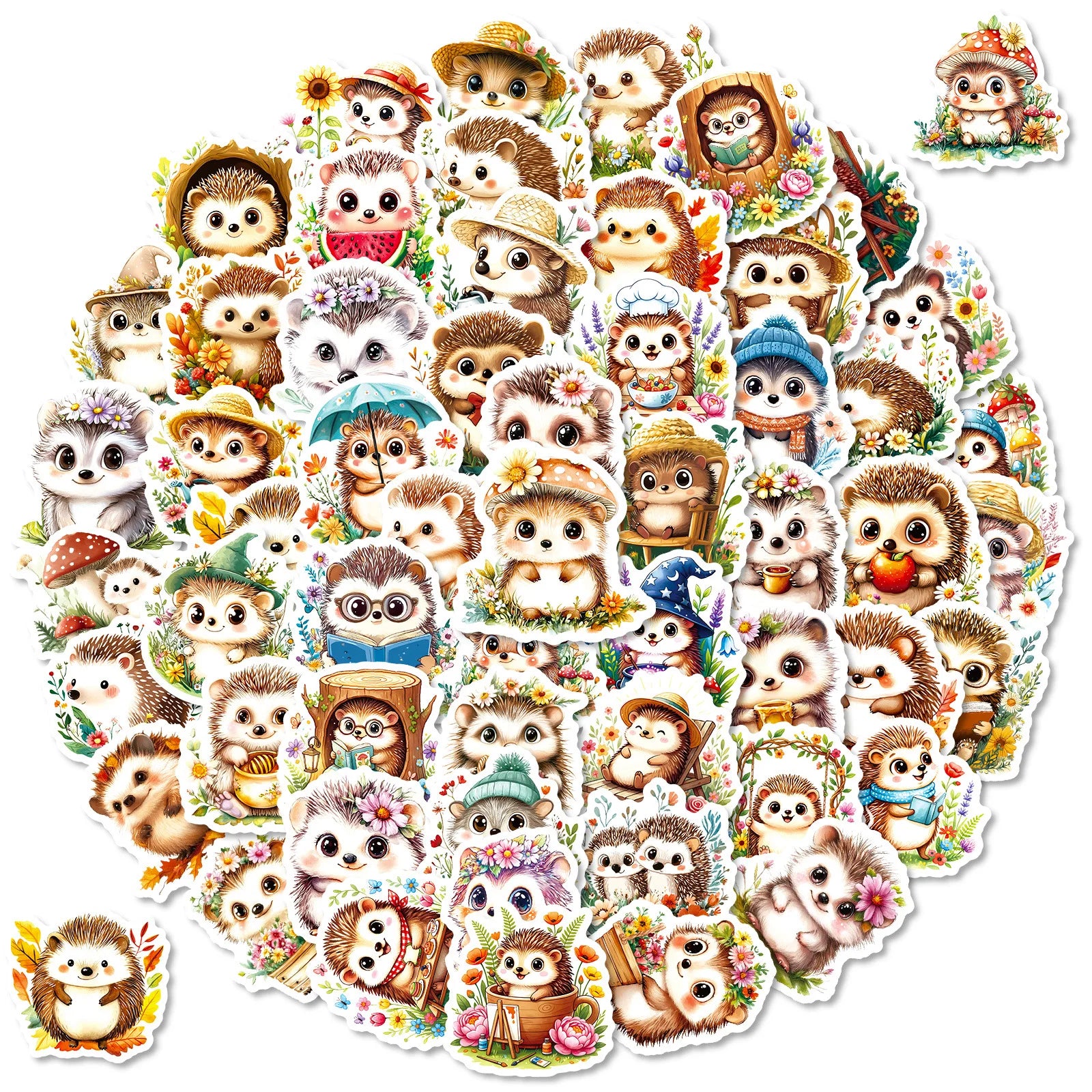 56/112 Pcs Different Poses Animated Style Hedgehog Stickers Reusable for Scrapbook Stationery Box Pen Holder Notebook Phone Deca