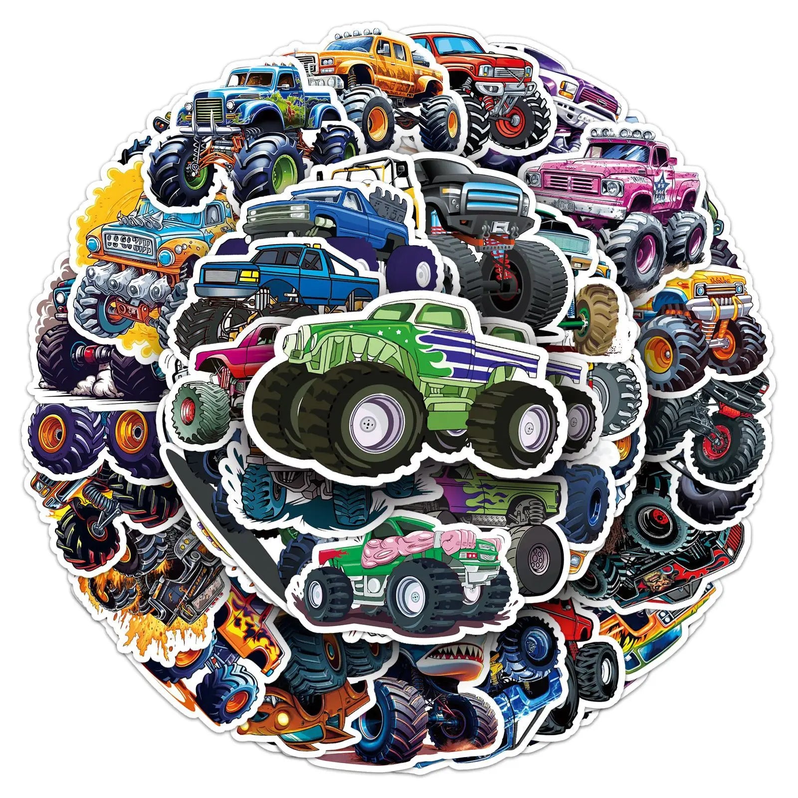 100Pcs Monster Truck Stickers Cartoon Stationery School Supplies Decorative Decals Notebook Phone Fridge Luggage DIY Sticker