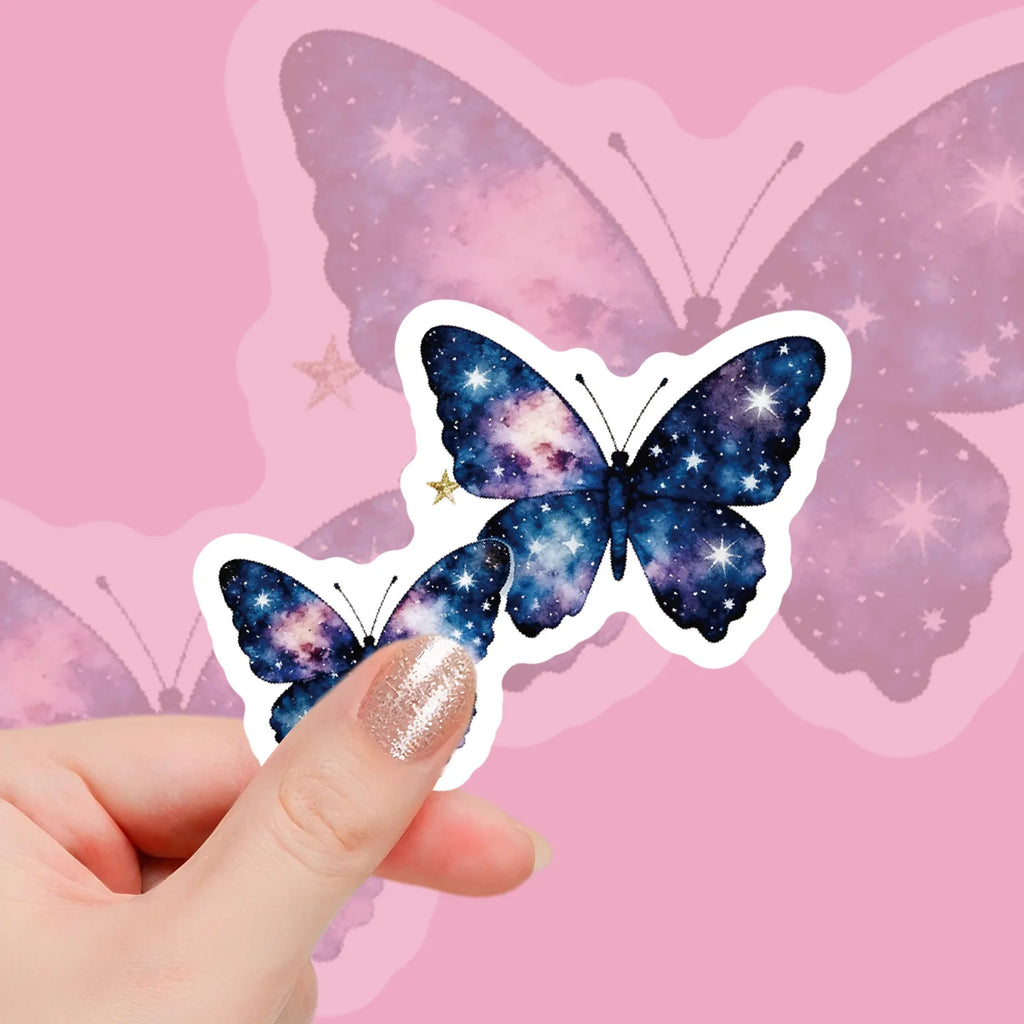 56PCS Dreamy Galaxy Blue Gold Stickers, Phone Tablet Student Stationery Creative Fantasy Decorative Waterproof Art Sticker