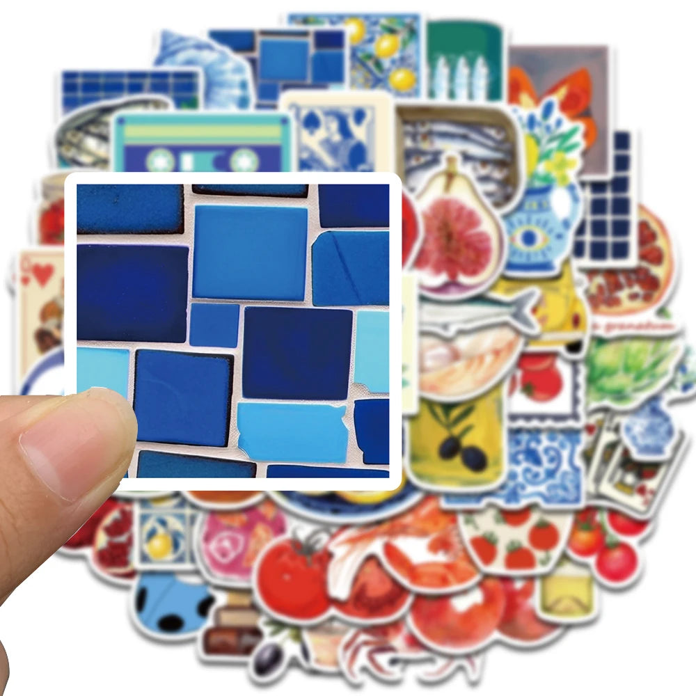 50PCS Mediterranean Tomato Stickers Kawaii Laptop Aesthetic Graffiti Room Skateboard Waterproof Scrapbooking Phone Sticker