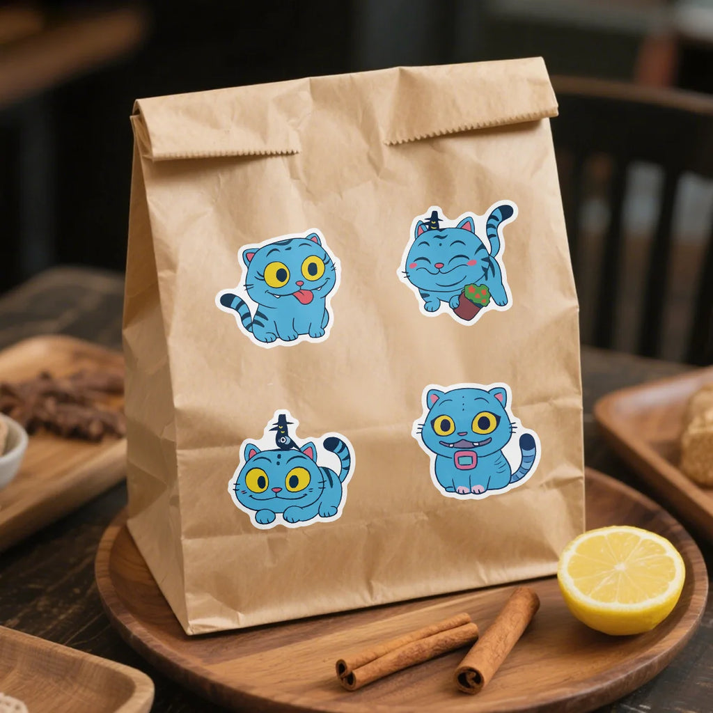 50/100 Pcs Cartoon Cat Funny Face Creative Stickers DIY Game for Storage Box Phone Laptop Stationery Box Cup Decals