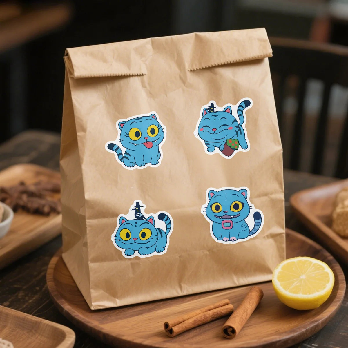 50/100 Pcs Cartoon Cat Funny Face Creative Stickers DIY Game for Storage Box Phone Laptop Stationery Box Cup Decals