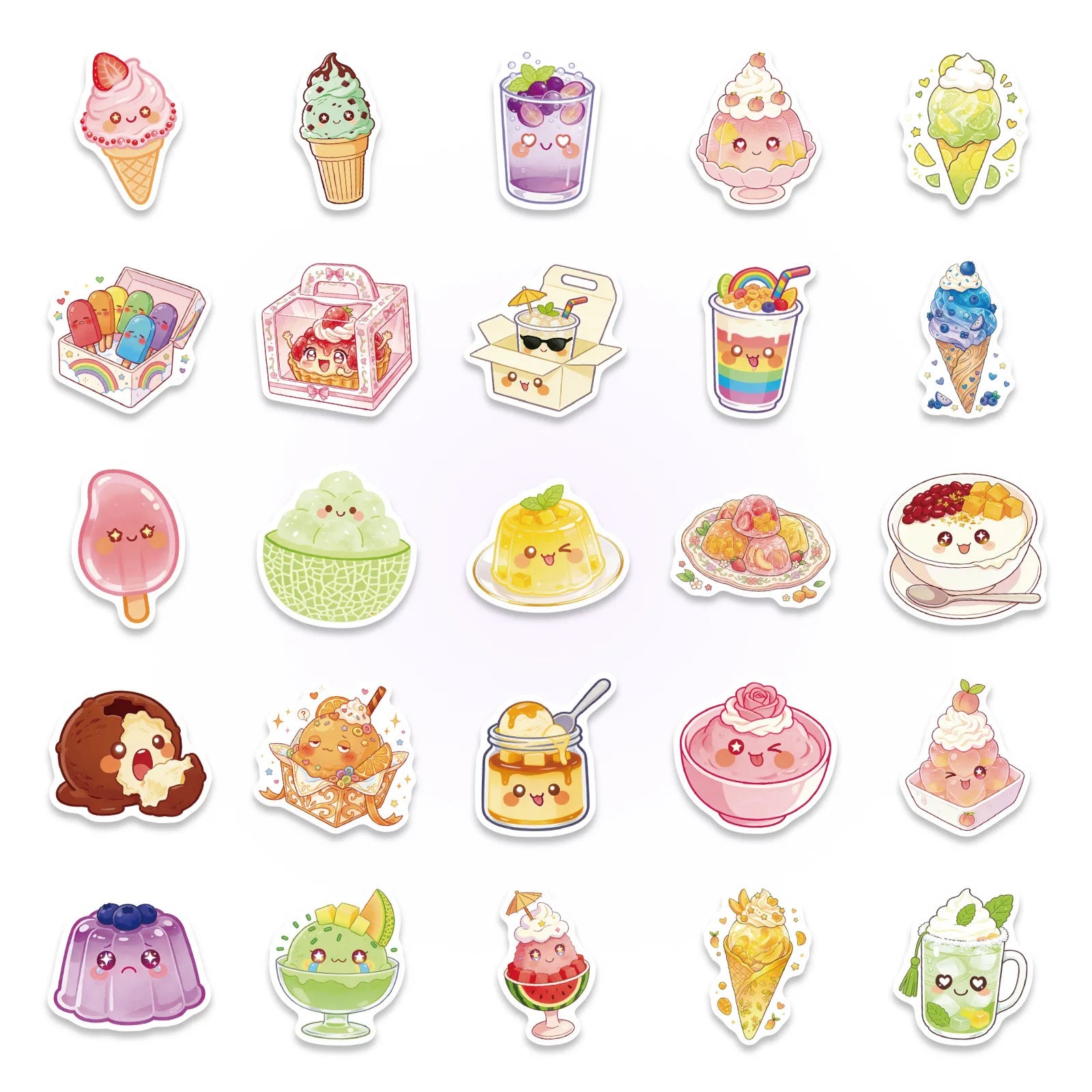 56-Pack Summer Dessert Cold Drink Cake Food Stickers Set Notebook Student Stationery Luggage Helmet Decoration Stickers