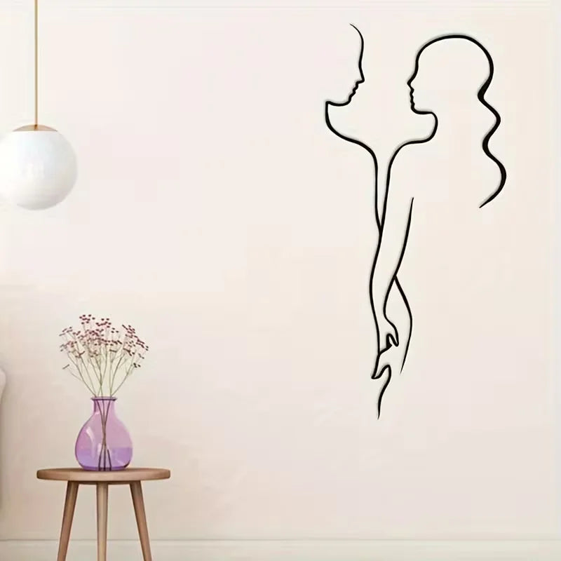1pc Abstract Couple Wall Decal - Self-Adhesive, Removable Sticker for Bedroom, Living Room, Entryway & Porch Decor - Perfect for