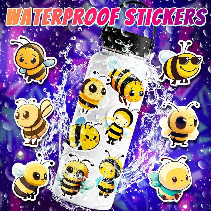 10/30/50PCS Cartoon Little Bee PVC Sticker Aesthetic Children's Laptop Decoration Scrapbooking Stationery School Supplies