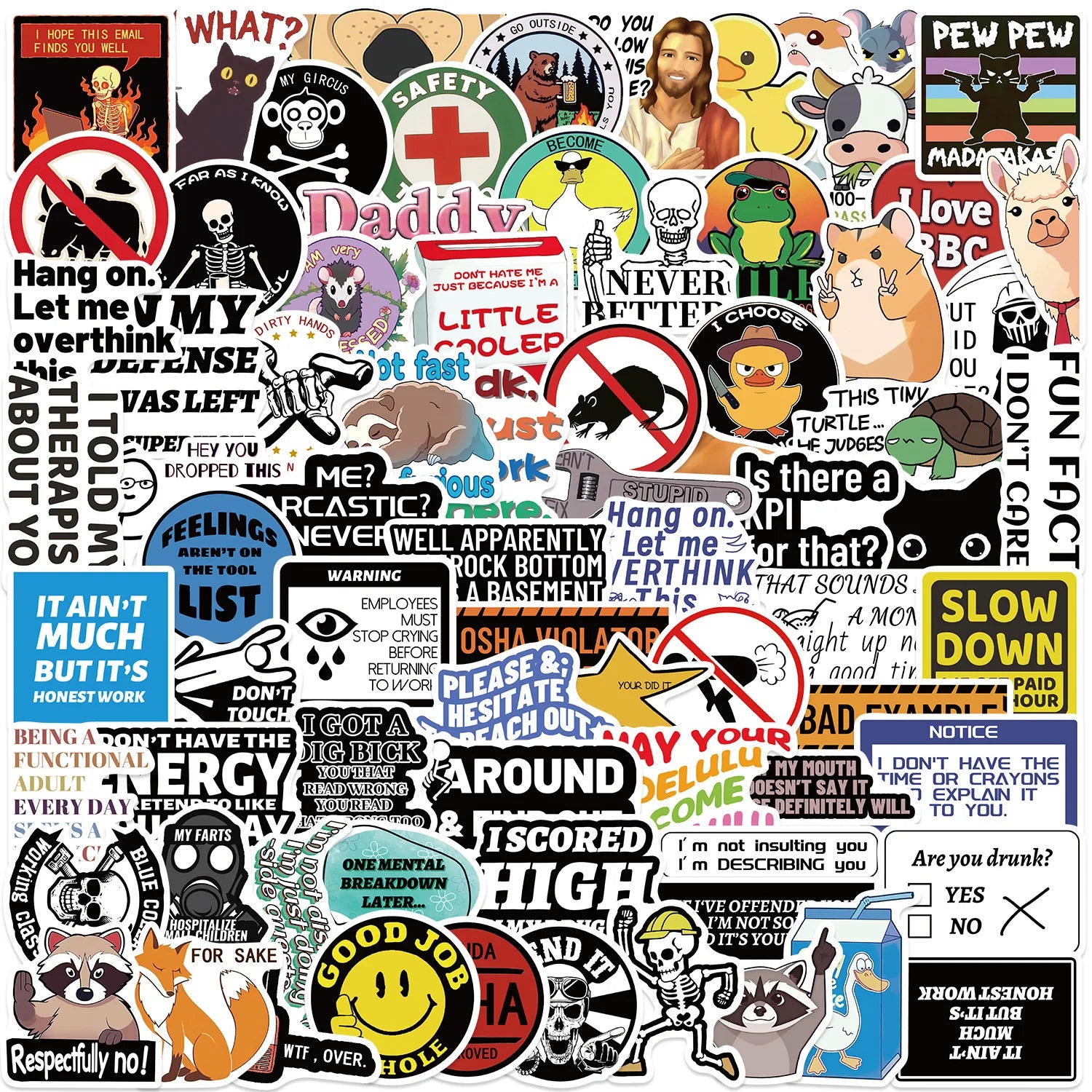 100Pcs Fun Prank Meme Stickers Decorate Guitar Notebook Luggage DIY Waterproof Children Stationary Stickers