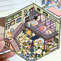 Cartoon Scenery Stickers, Cute Miniature World 3D Decompression DIY Scene Stationery Decals Stickers