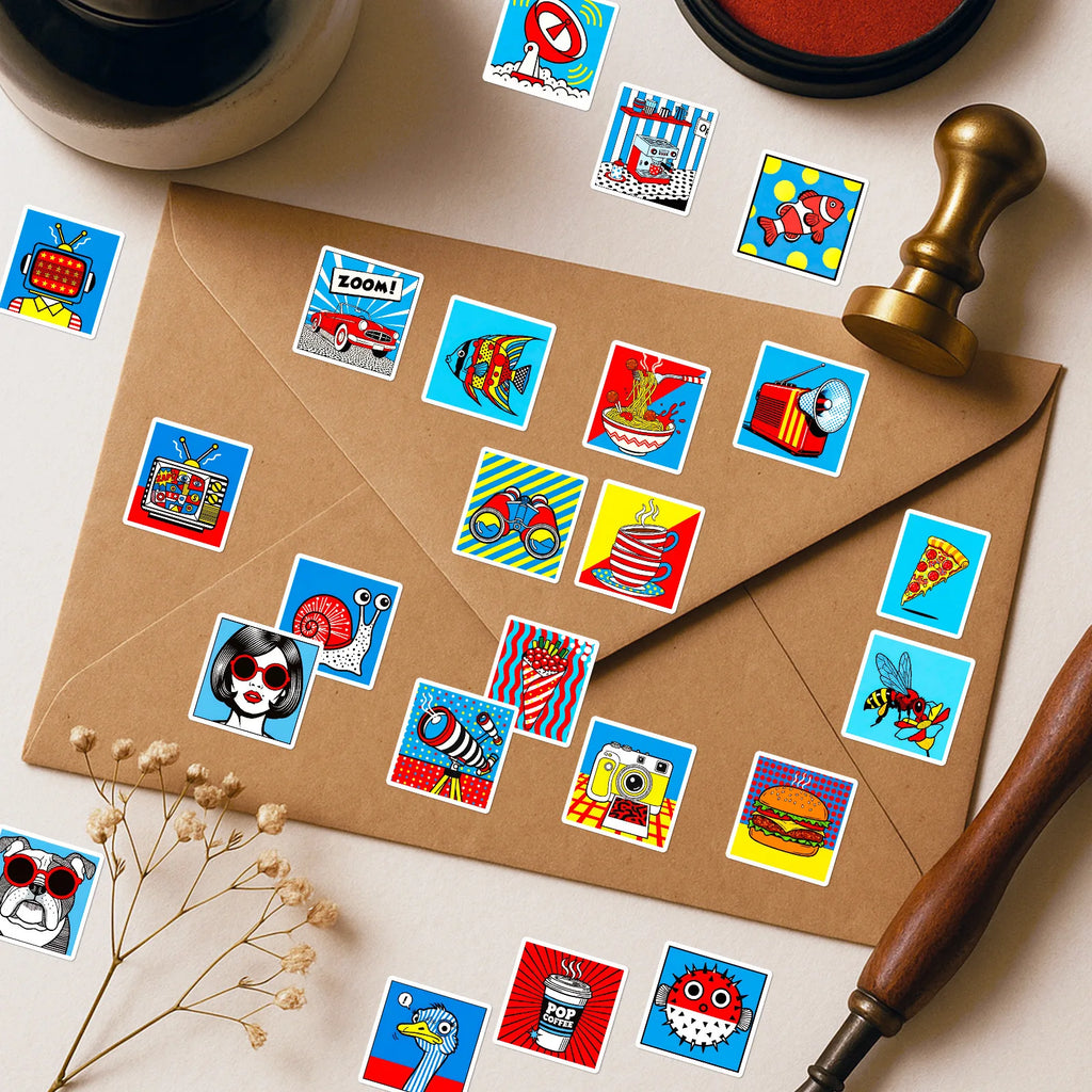 56/112 Pcs Cartoon Pop Art Doodle Stickers for Stationery Box Desk Helmet Vase Cup Phone Laptop Reward Stickers