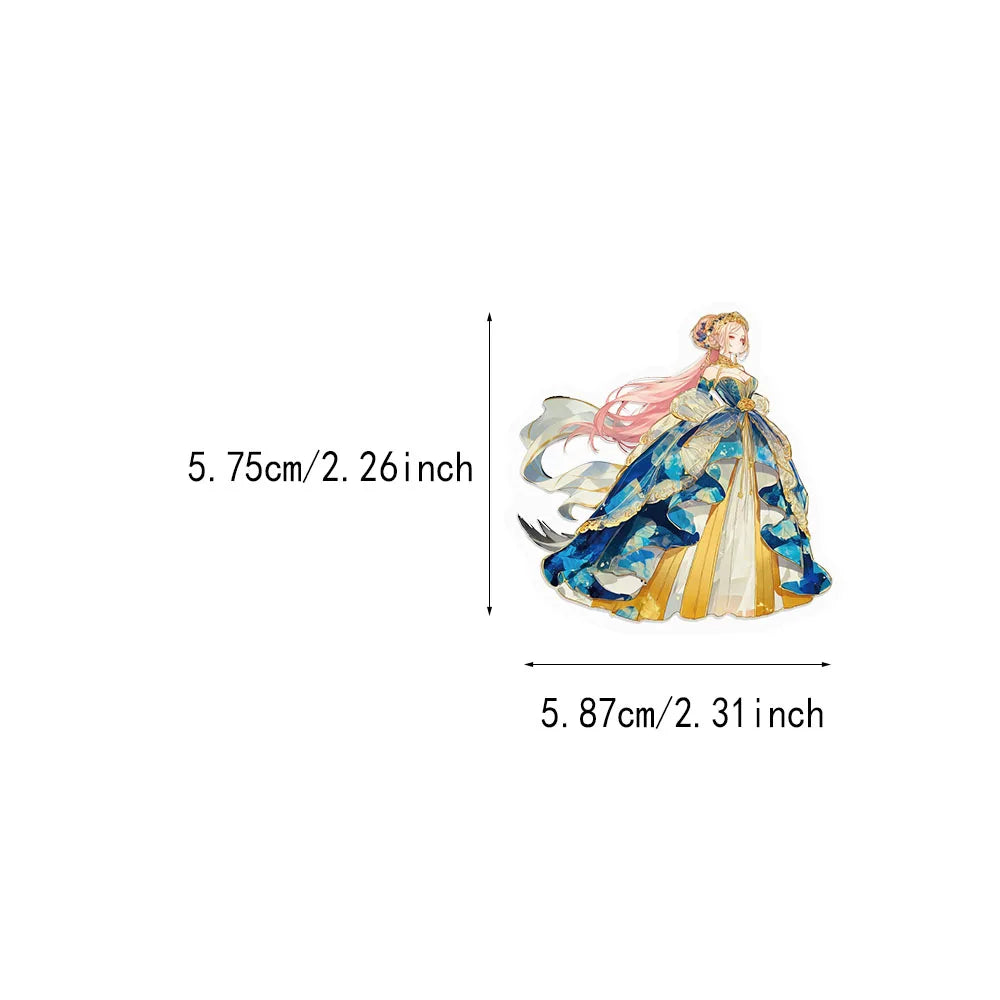 50PCS Skirt Girl Series Sticker Set Transparent Waterproof PET Brochure Flower Material Decorative Notebook Waterproof Stickers