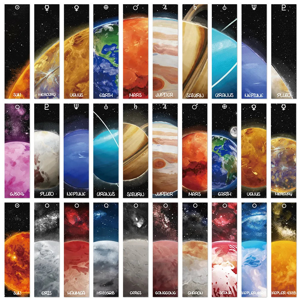 30 Cartoon Universe Planet Bookmarks Exquisite Creative Reading Cards, Message Cards, Notes, Annotations Cards