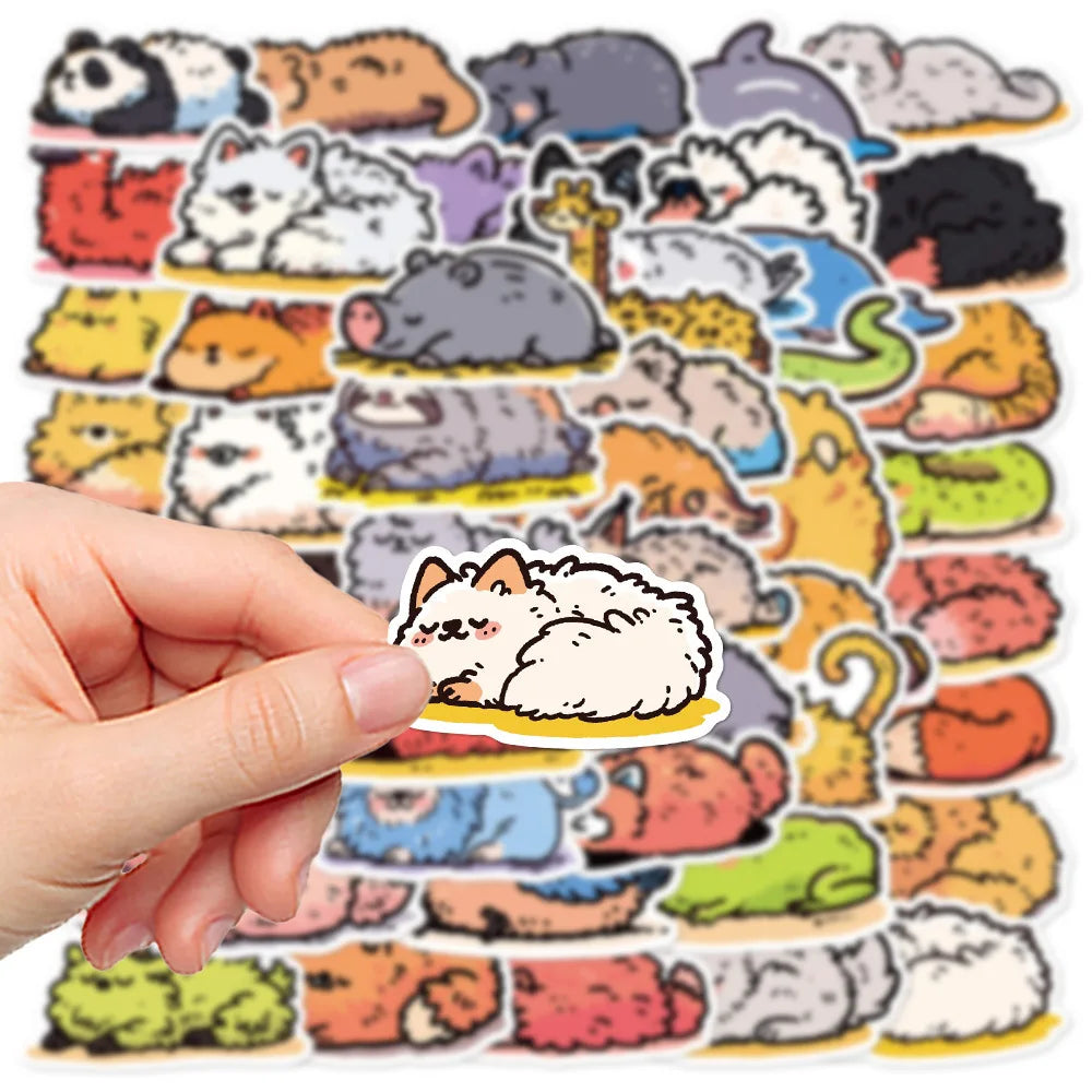 50/100PCS Sleeping Animals Stickers Diary Tablet Notebook Phone Diary Skateboard Guitar Decoration Stickers
