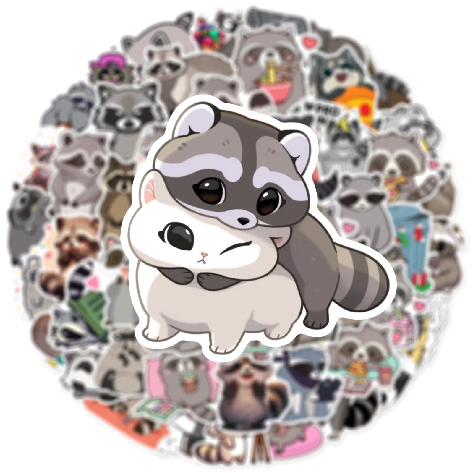50/100PCS Cute Raccoon Graffiti Stickers Trolls, Insulated Cups, Storage Boxes, Refrigerator Decoration Stickers