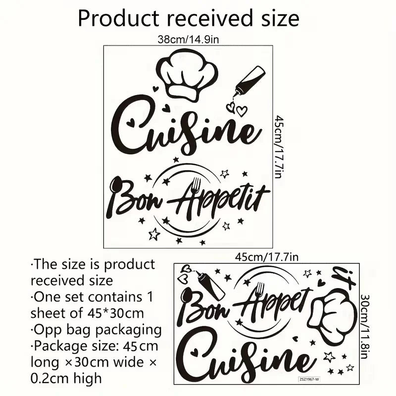 A Creative Self-Adhesive Removable Wall Sticker for Kitchen Decoration, Suitable for Restaurant Background Walls, Model ZSZ1967