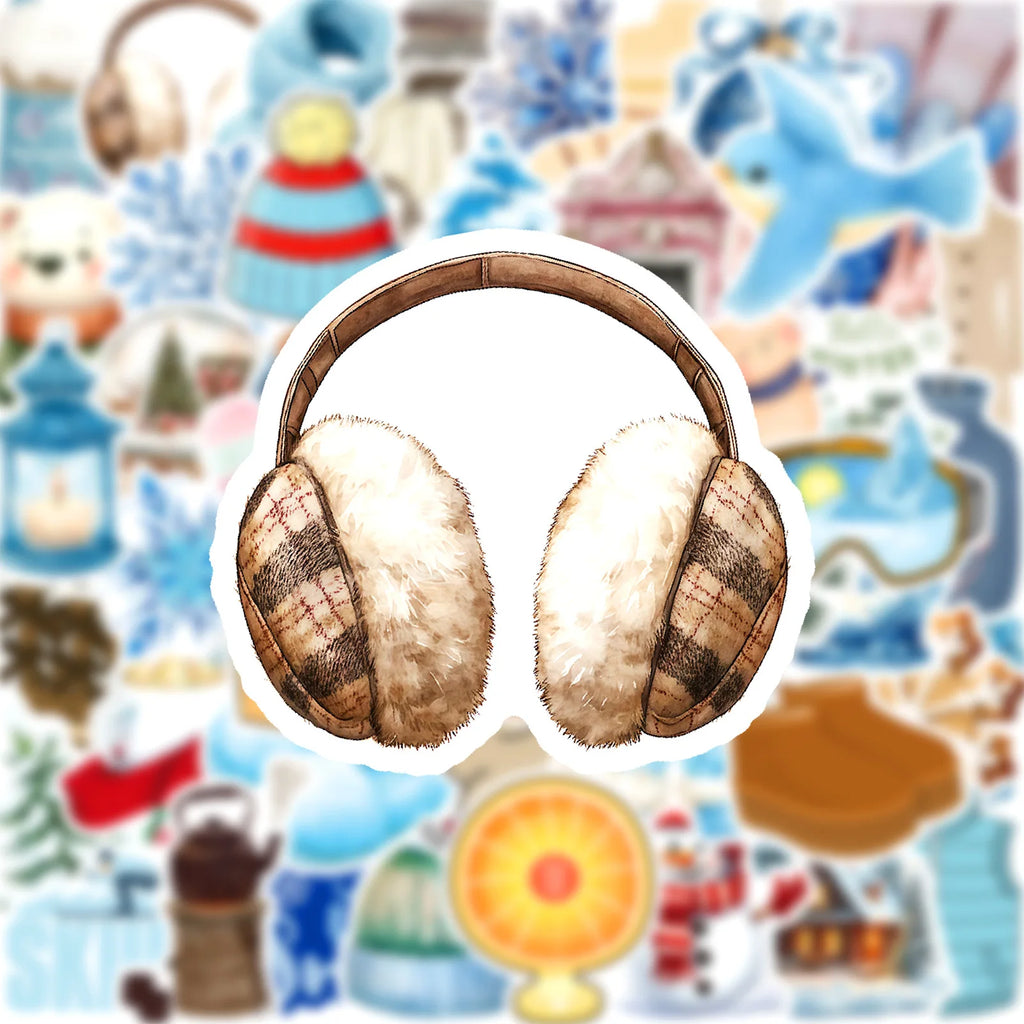 50/100 Pcs Nordic Style Winter Atmosphere Doodle Stickers for Cup Notebook Skate Stationery Box File Holder Helmet Removable